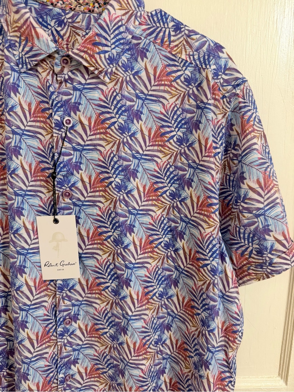 Roberto Cavalli Short-Sleeve Leaf Print Shirt - Blue Multi